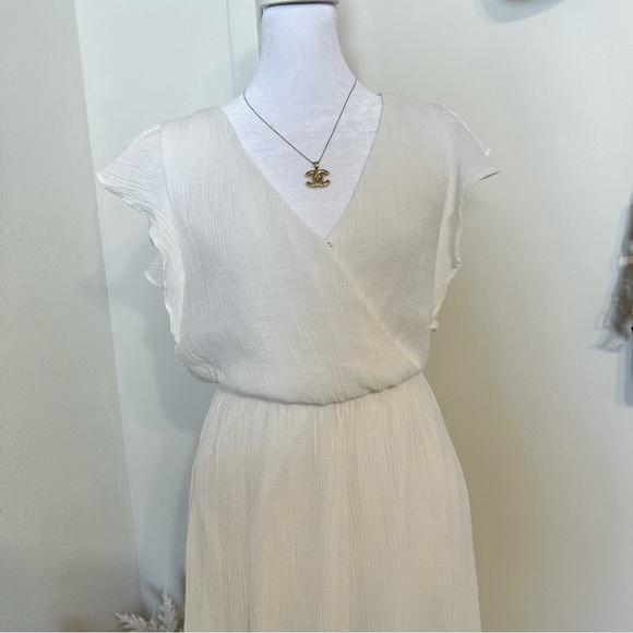 LUSH midi ruffle off white dress size S - Picture 5 of 14